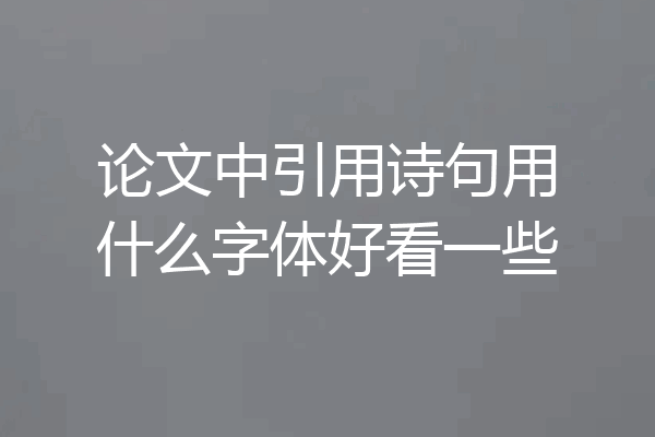 论文中引用诗句用什么字体好看一些