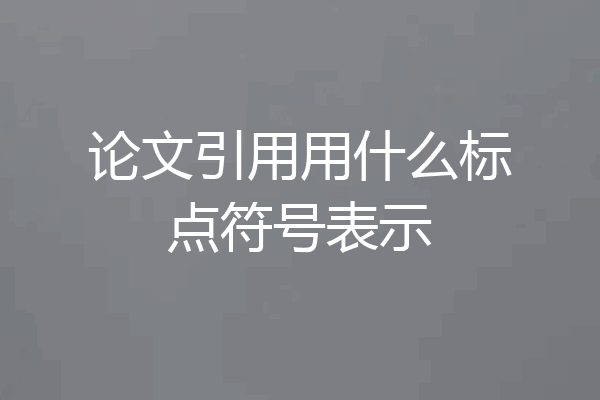 论文引用用什么标点符号表示
