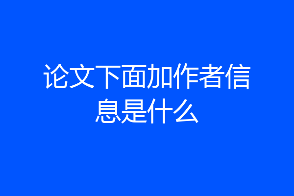 论文下面加作者信息是什么
