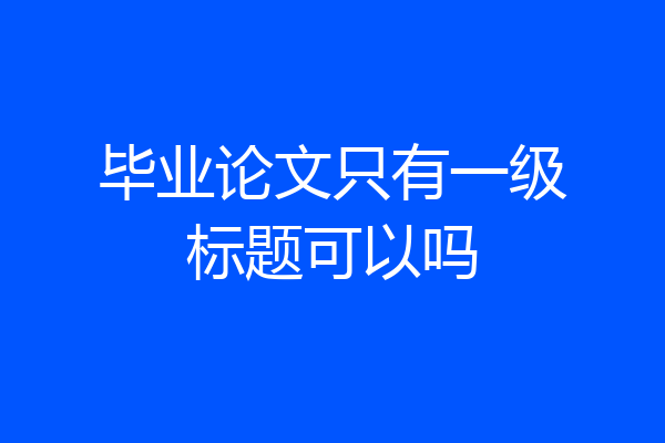 毕业论文只有一级标题可以吗