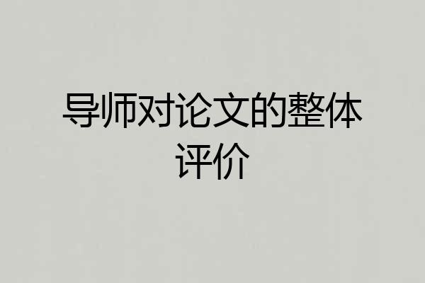 导师对论文的整体评价