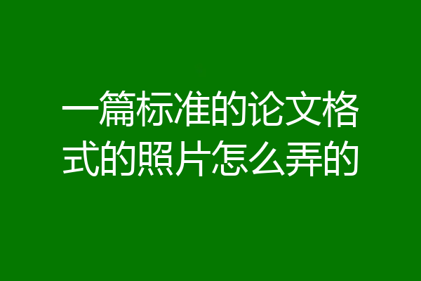 一篇标准的论文格式的照片怎么弄的