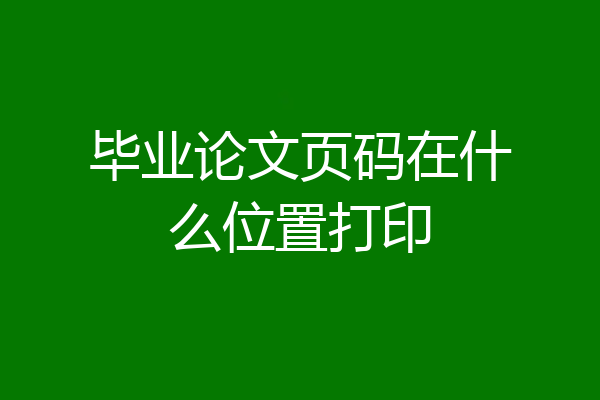 毕业论文页码在什么位置打印