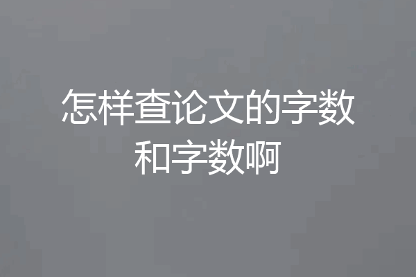 怎样查论文的字数和字数啊