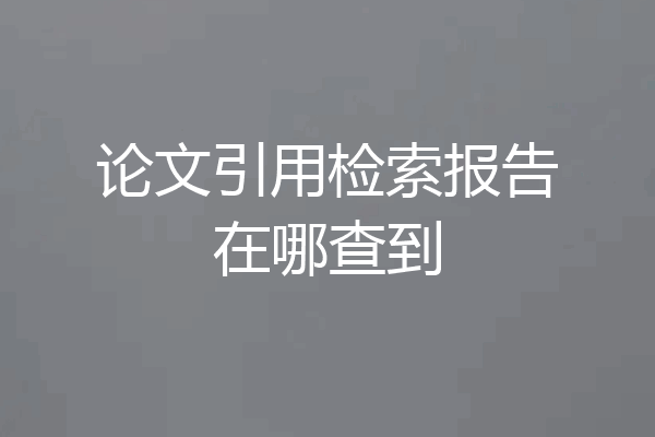 论文引用检索报告在哪查到