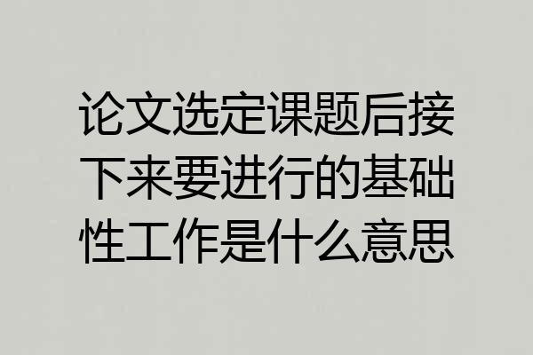 论文选定课题后接下来要进行的基础性工作是什么意思