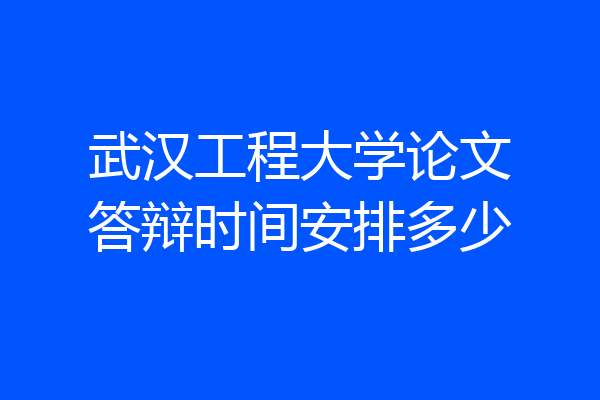 武汉工程大学论文答辩时间安排多少
