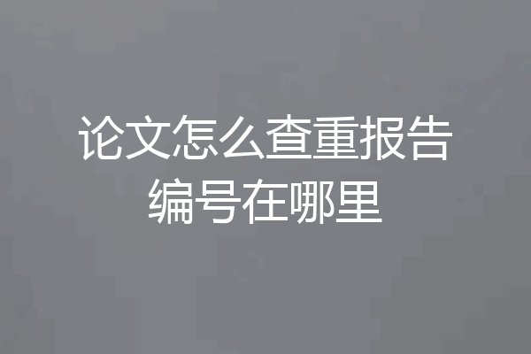 论文怎么查重报告编号在哪里