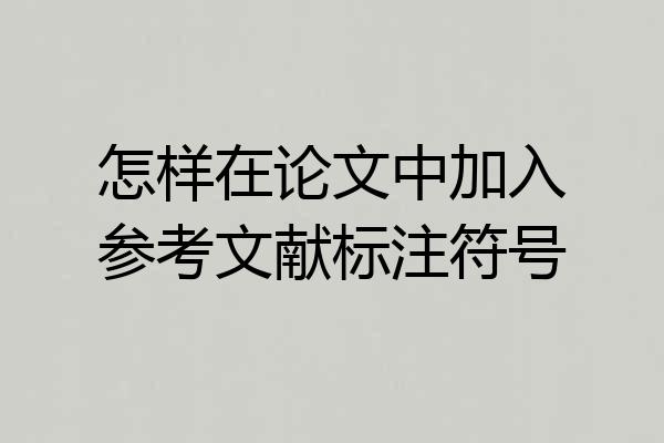 怎样在论文中加入参考文献标注符号