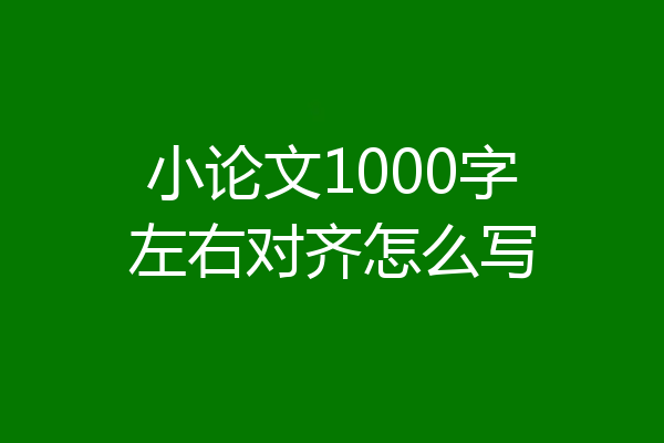 小论文1000字左右对齐怎么写