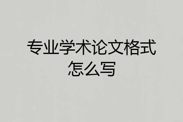 专业学术论文格式怎么写