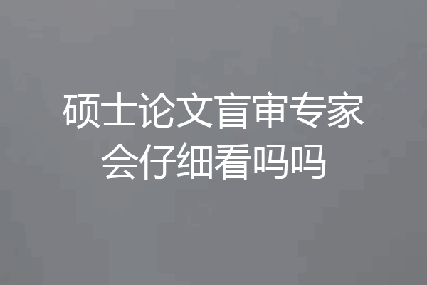 硕士论文盲审专家会仔细看吗吗