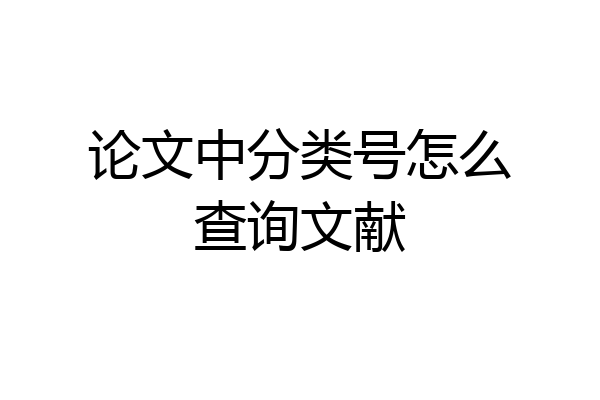 论文中分类号怎么查询文献