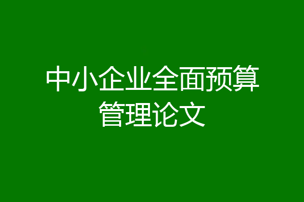 中小企业全面预算管理论文