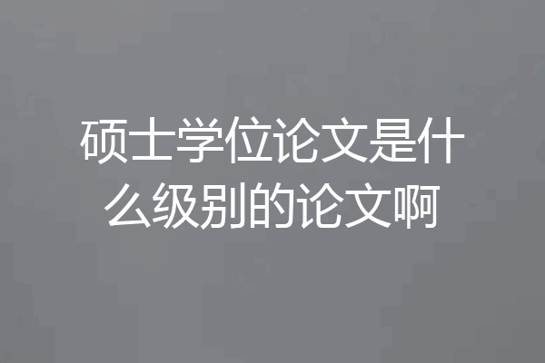 硕士学位论文是什么级别的论文啊
