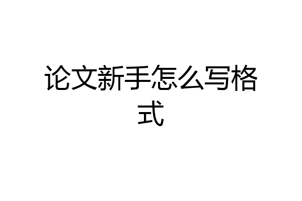 论文新手怎么写格式