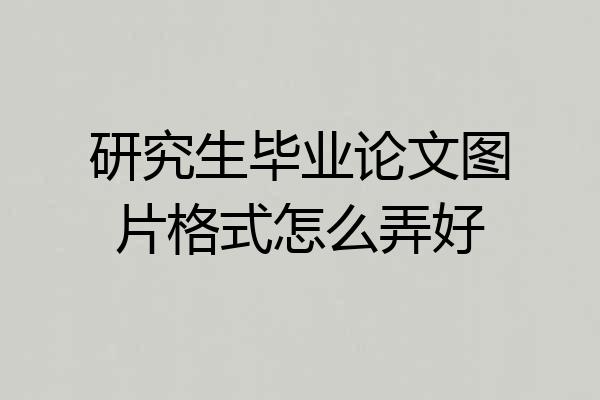 研究生毕业论文图片格式怎么弄好