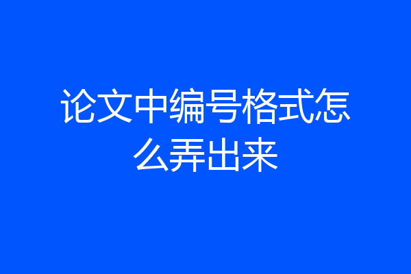 论文中编号格式怎么弄出来