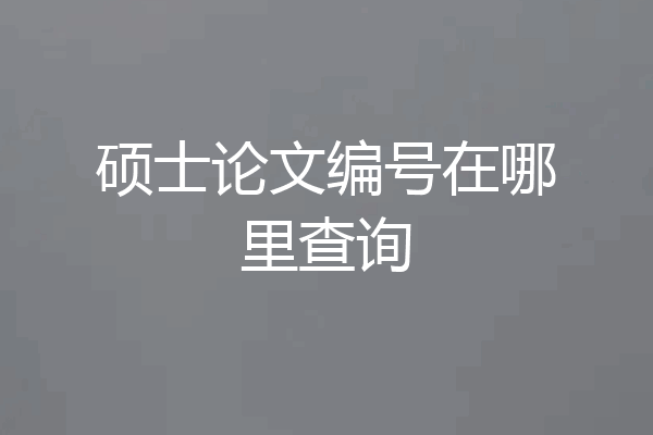 硕士论文编号在哪里查询