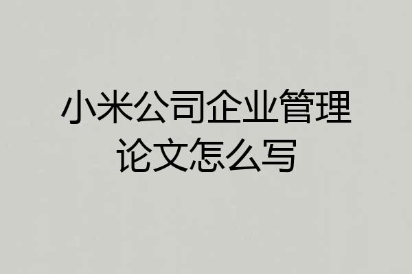 小米公司企业管理论文怎么写