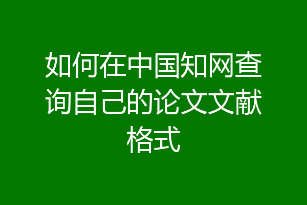 如何在中国知网查询自己的论文文献格式