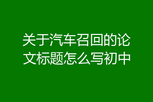 关于汽车召回的论文标题怎么写初中