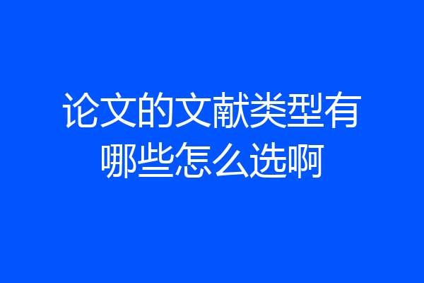 论文的文献类型有哪些怎么选啊