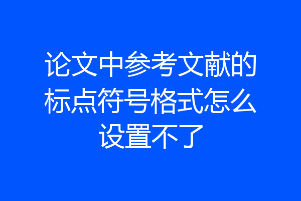 论文中参考文献的标点符号格式怎么设置不了
