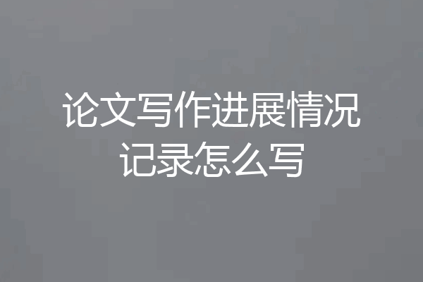 论文写作进展情况记录怎么写