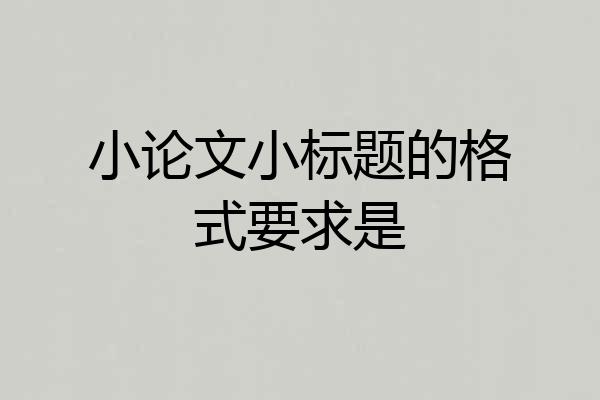 小论文小标题的格式要求是