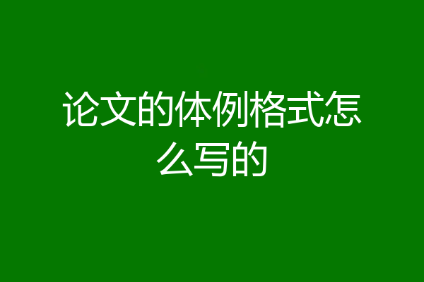 论文的体例格式怎么写的