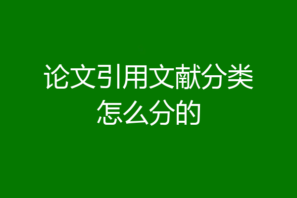 论文引用文献分类怎么分的