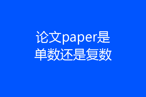 论文paper是单数还是复数