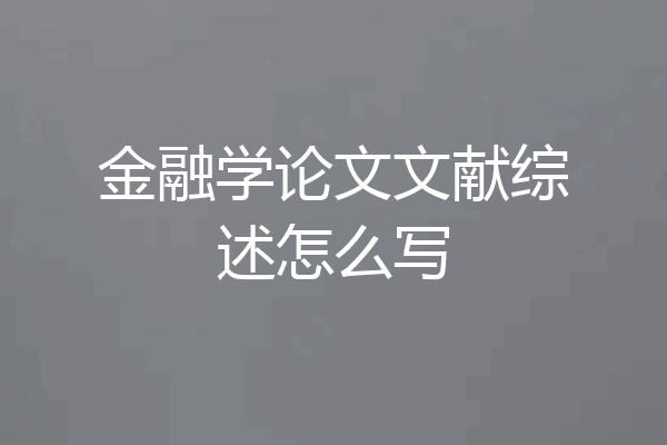 金融学论文文献综述怎么写