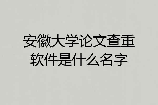 安徽大学论文查重软件是什么名字
