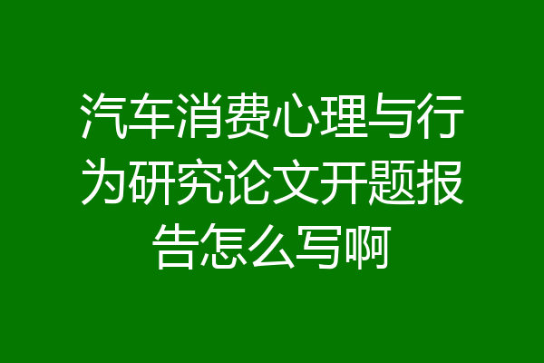汽车消费心理与行为研究论文开题报告怎么写啊
