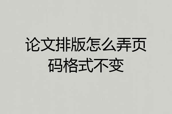 论文排版怎么弄页码格式不变