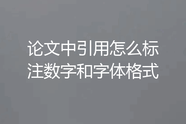 论文中引用怎么标注数字和字体格式