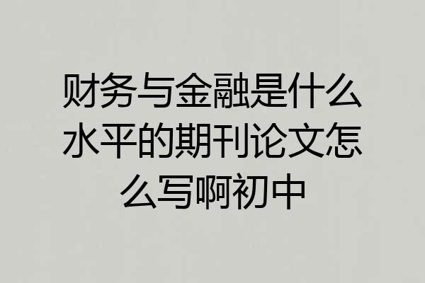 财务与金融是什么水平的期刊论文怎么写啊初中