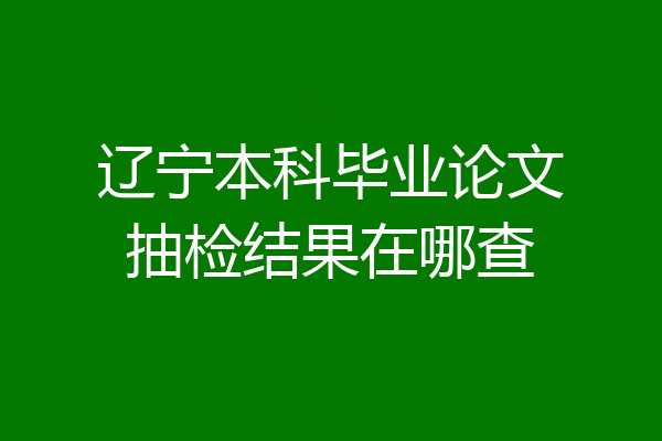 辽宁本科毕业论文抽检结果在哪查