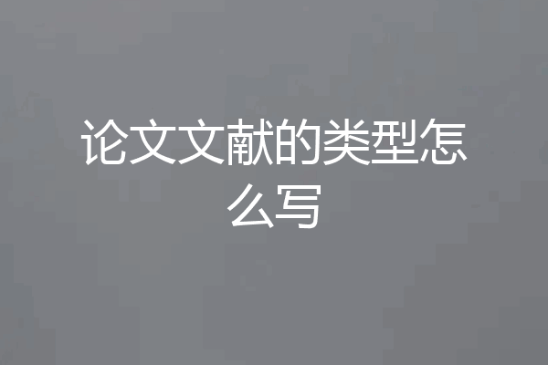 论文文献的类型怎么写