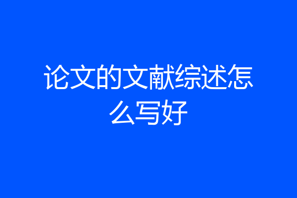 论文的文献综述怎么写好