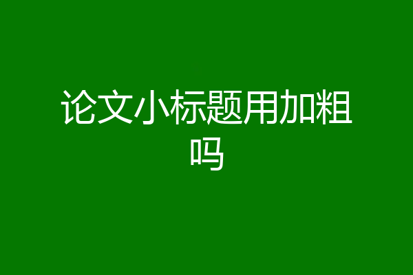 论文小标题用加粗吗