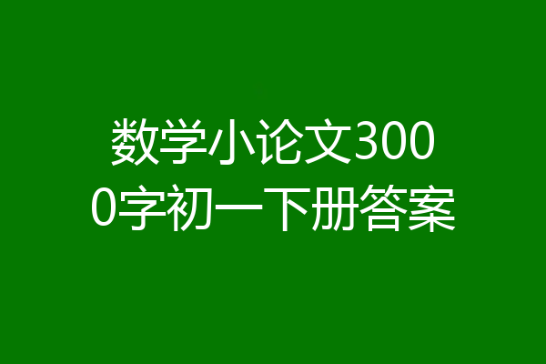 数学小论文3000字初一下册答案