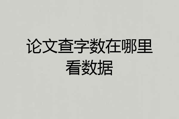 论文查字数在哪里看数据