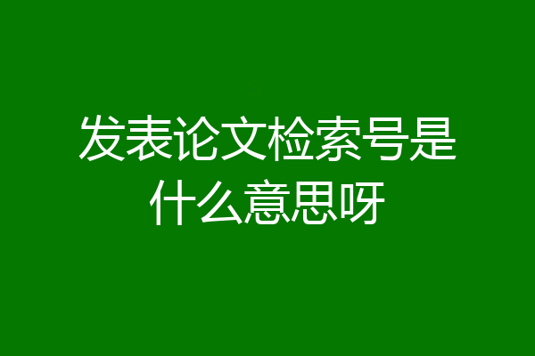 发表论文检索号是什么意思呀