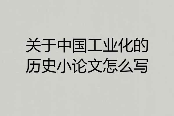 关于中国工业化的历史小论文怎么写