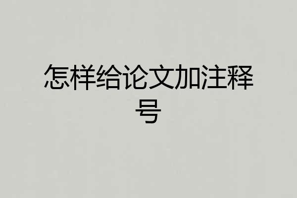 怎样给论文加注释号