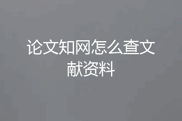 论文知网怎么查文献资料