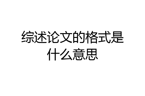 综述论文的格式是什么意思